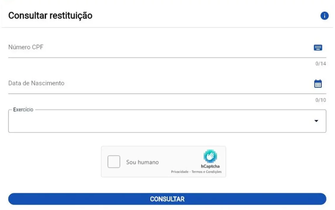 verificar status, obter informações sobre restituição, consultar restituição, ver status da declaração;