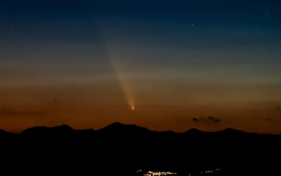 cometa, não periódico, corpo, celeste;